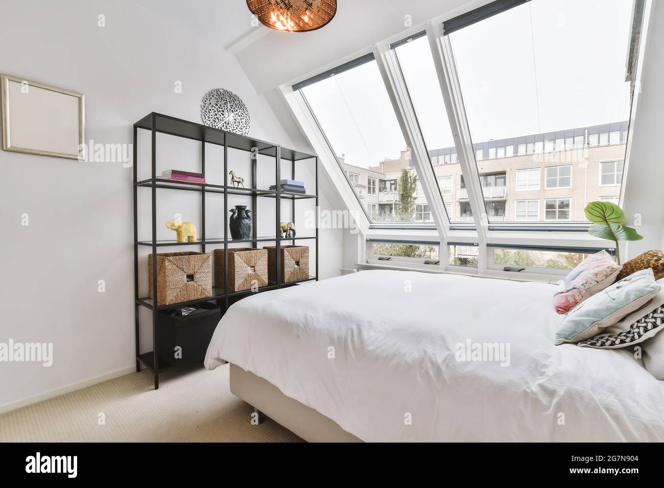 Beautiful interior design of modern and cozy bedroom Stock Photo - Alamy