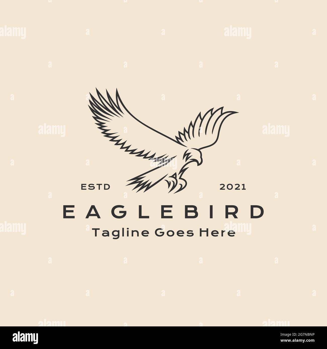 Vintage hipster Line art Eagle bird logo icon design vector template ...