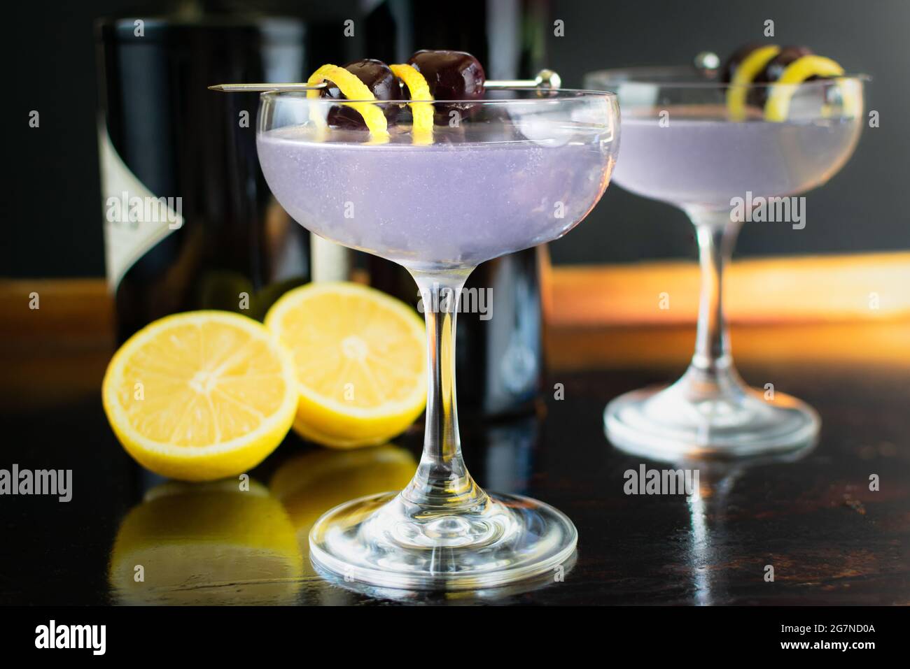 Aviation Gin Cocktails Garnished with Luxardo Cherries Gin cocktails