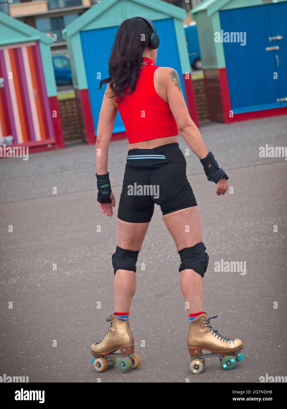 Rollerskating on the promenade at Hove, Brighton Stock Photo Alamy