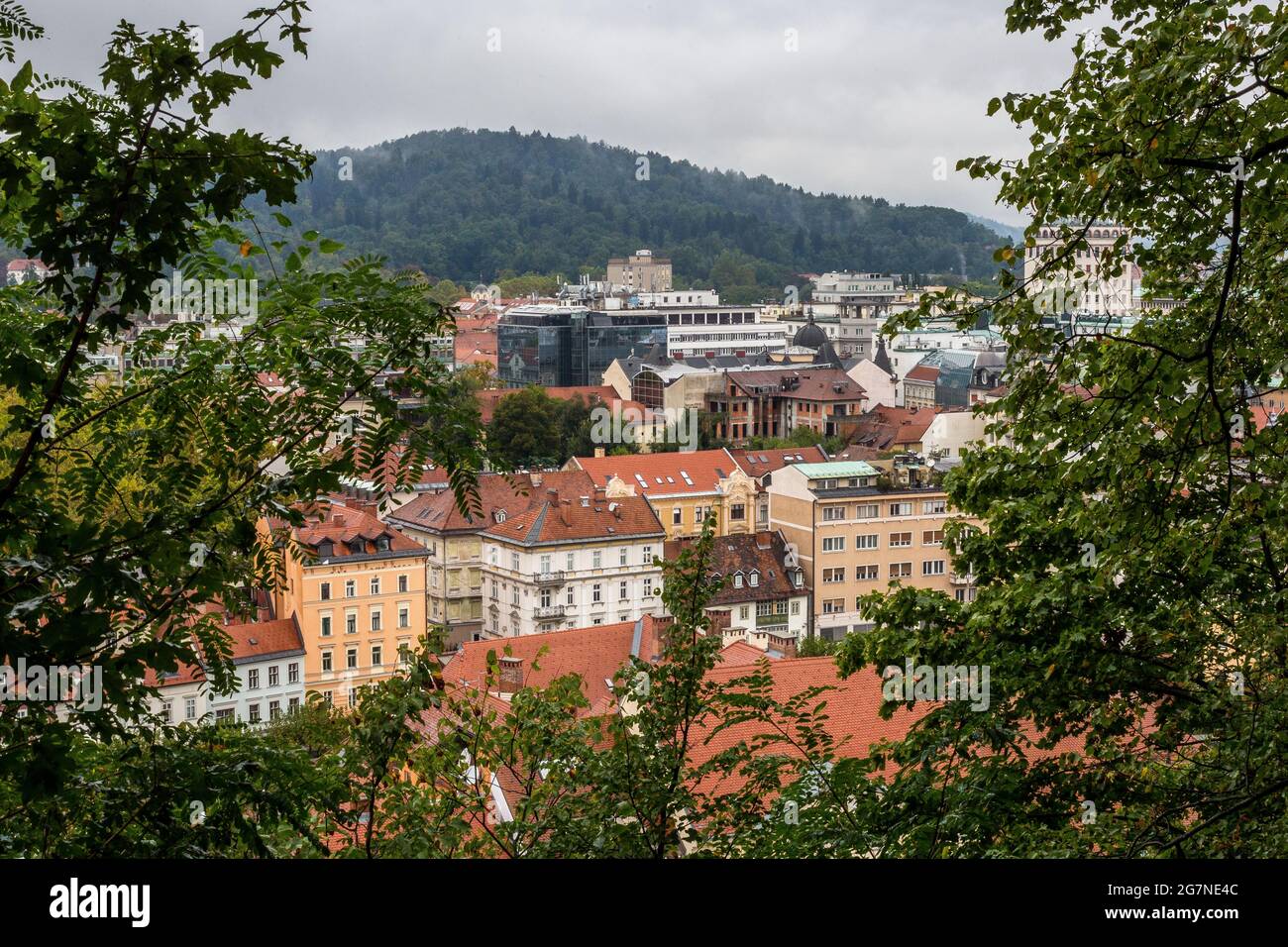 Panoramic View of Ljubljana from Ljubljana Castle Stock Photo