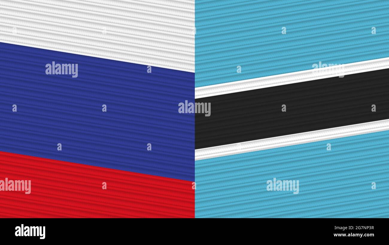 Botswana and Russia Two Half Flags Together Fabric Texture Illustration ...