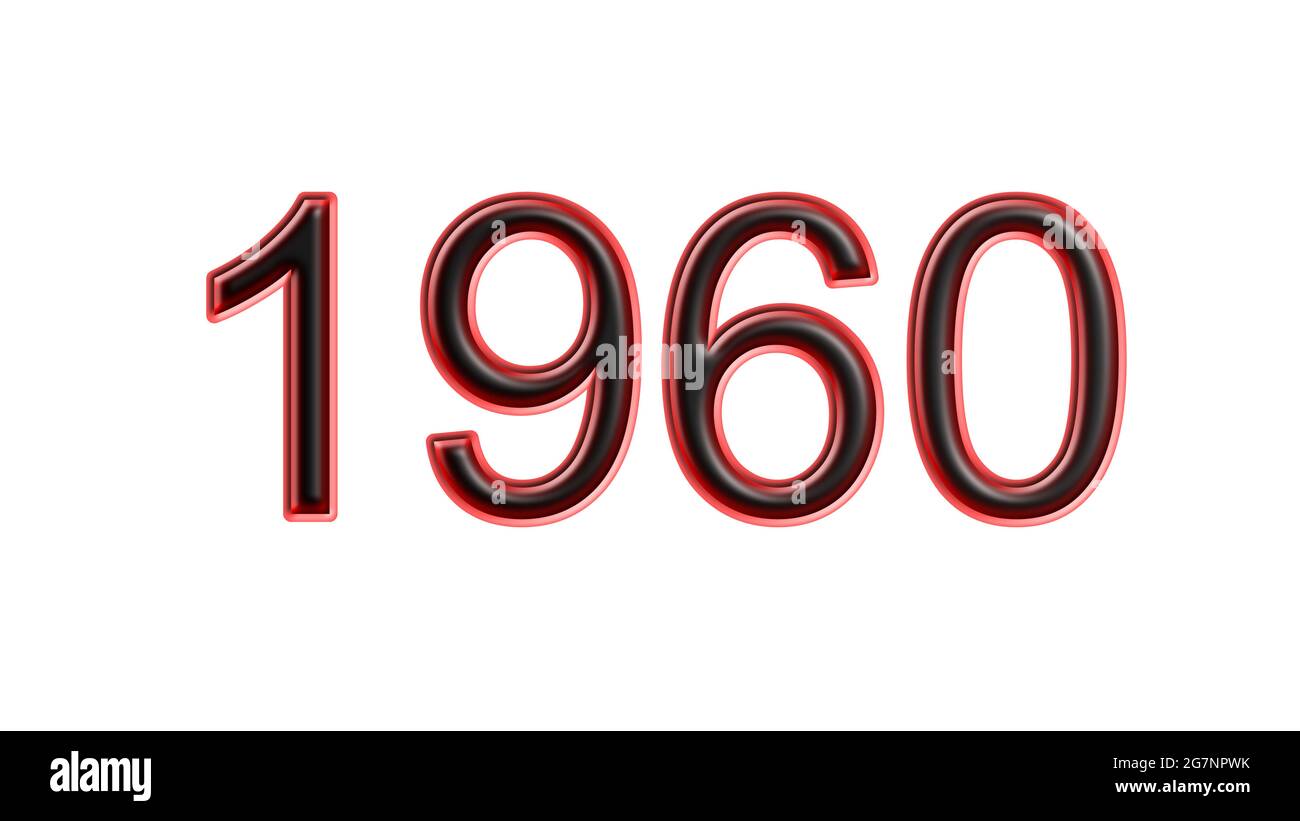 red 1960 number 3d effect white background Stock Photo