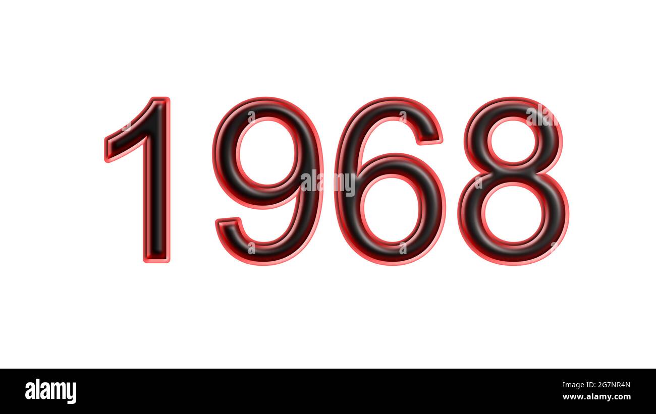 red 1968 number 3d effect white background Stock Photo