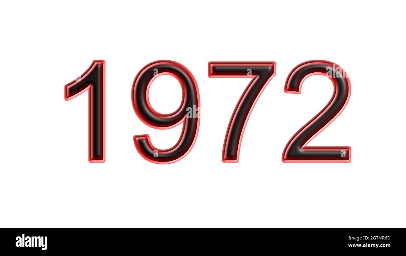 red 1972 number 3d effect white background Stock Photo