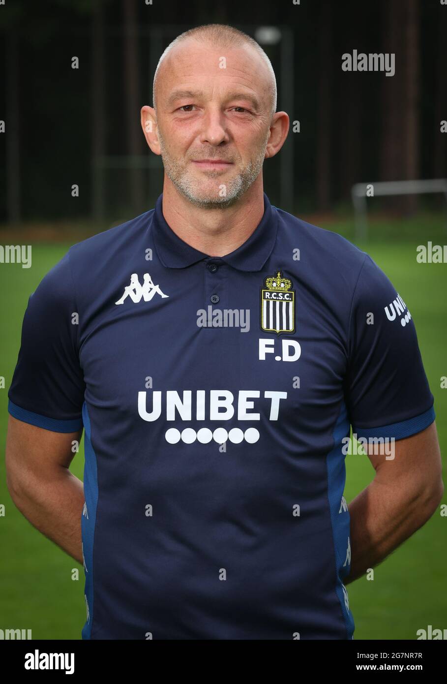 Charleroi's assistant coach Frank Defays poses for a team picture, at