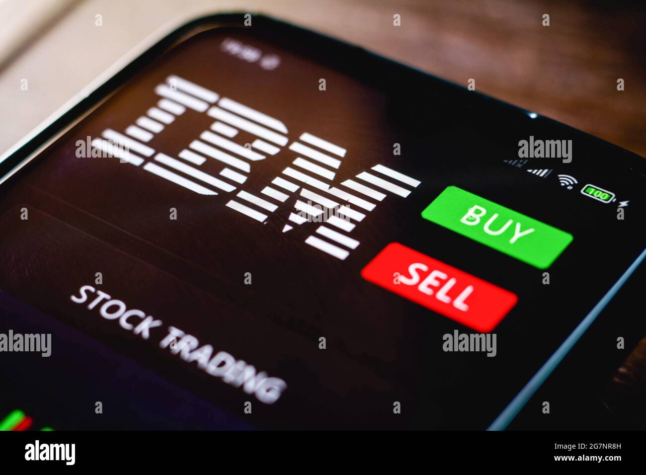 Brazil. 15th July, 2021. In this photo illustration the International Business Machines Corporation (IBM) logo seen on a smartphone screen with stock trading. (Photo by Rafael Henrique/SOPA Images/Sipa USA) Credit: Sipa USA/Alamy Live News Stock Photo