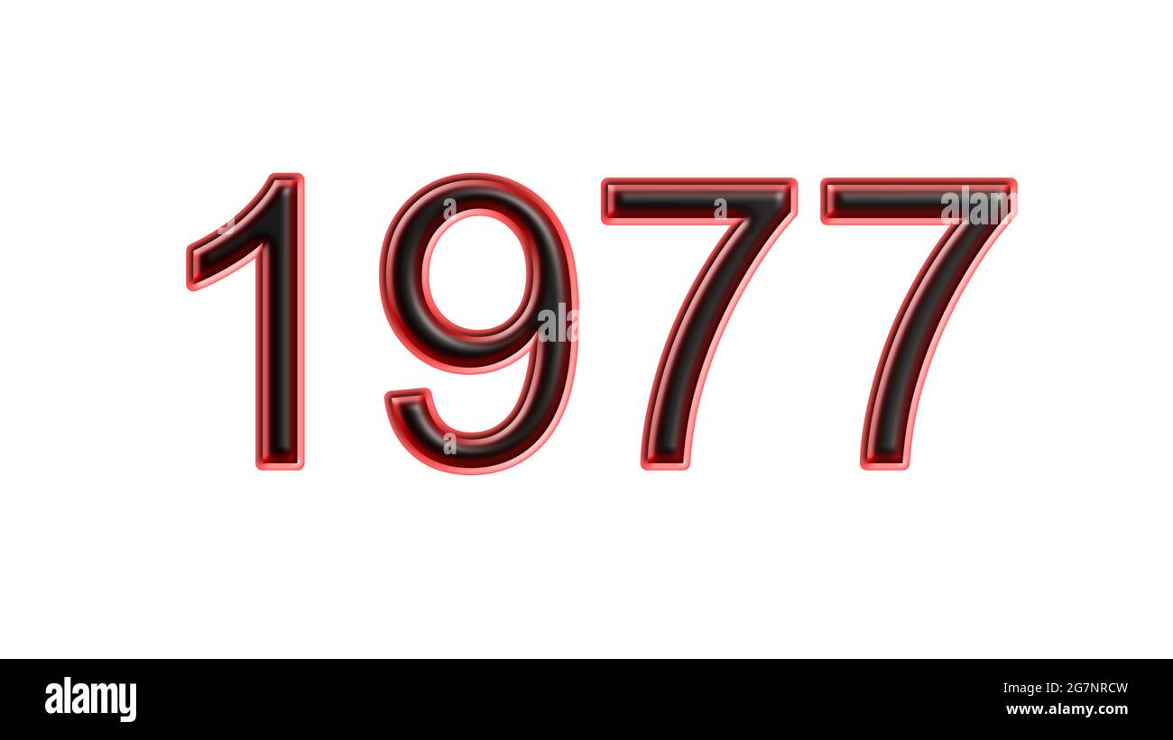 red 1977 number 3d effect white background Stock Photo