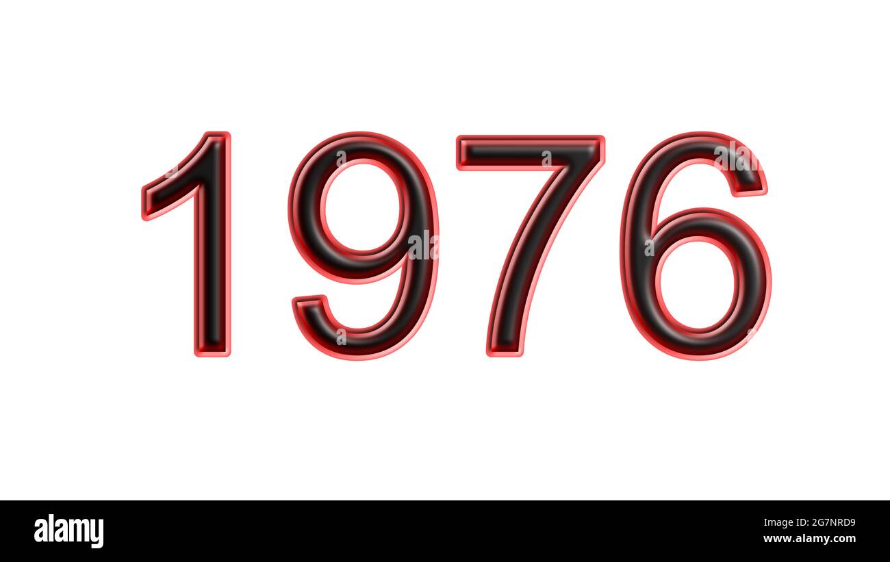 red 1976 number 3d effect white background Stock Photo