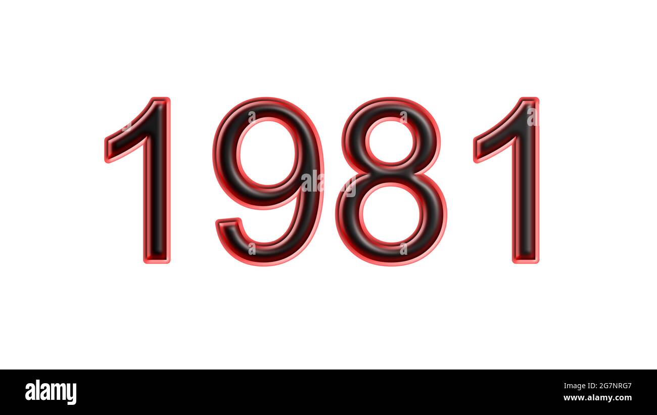 red 1981 number 3d effect white background Stock Photo