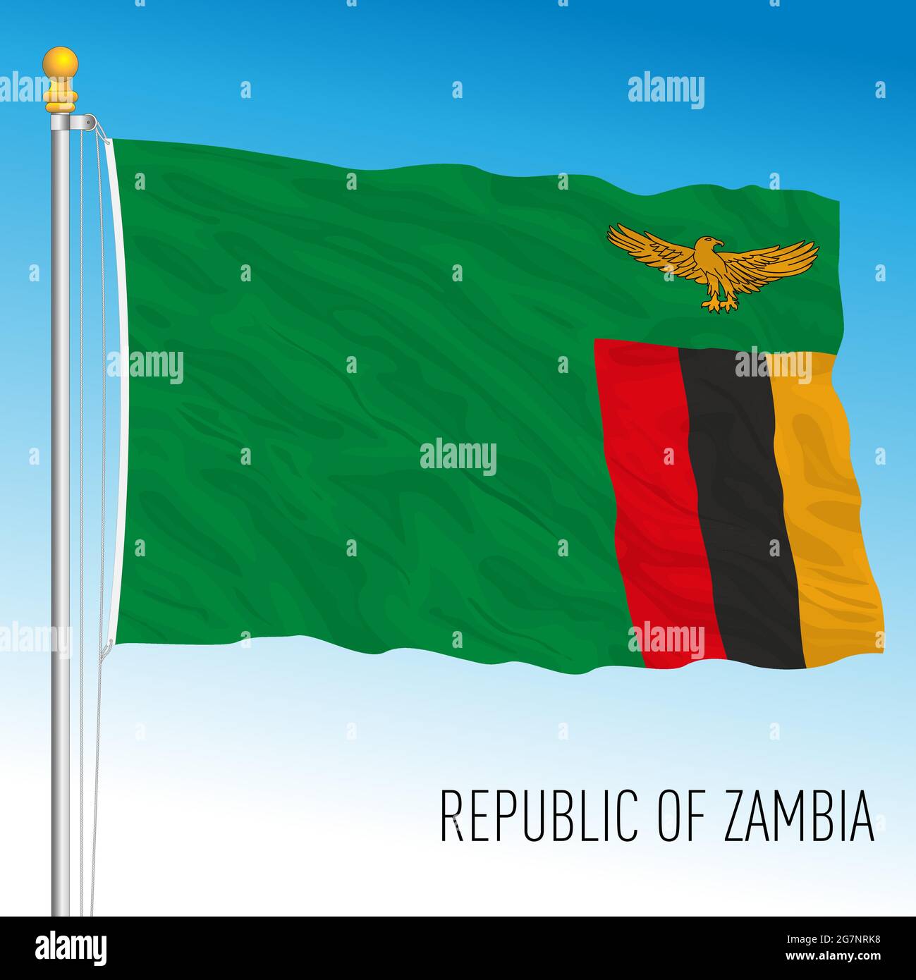 Zambia official national flag, african country, vector illustration Stock Vector