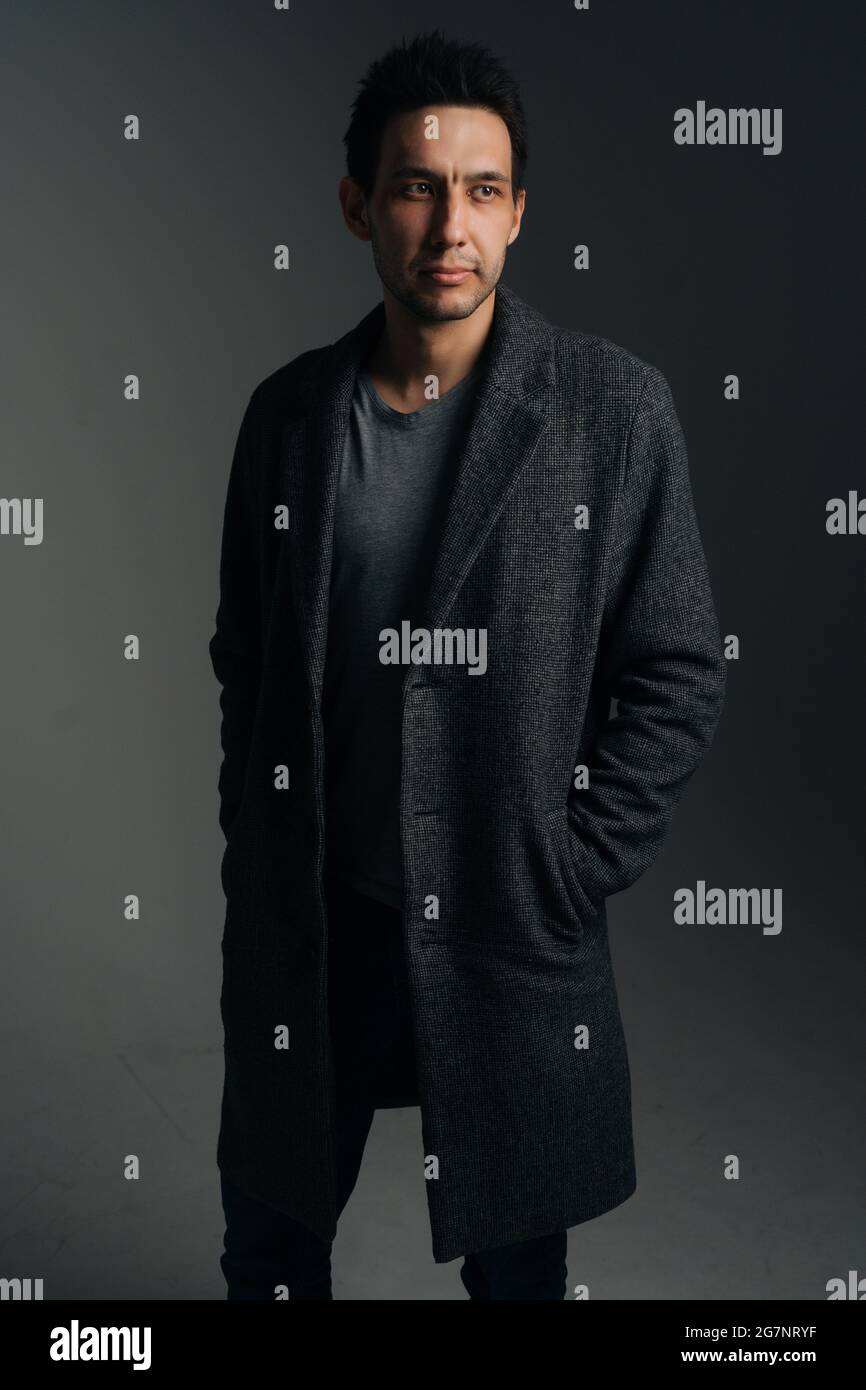 Grey gray long coat hi-res stock photography and images - Alamy