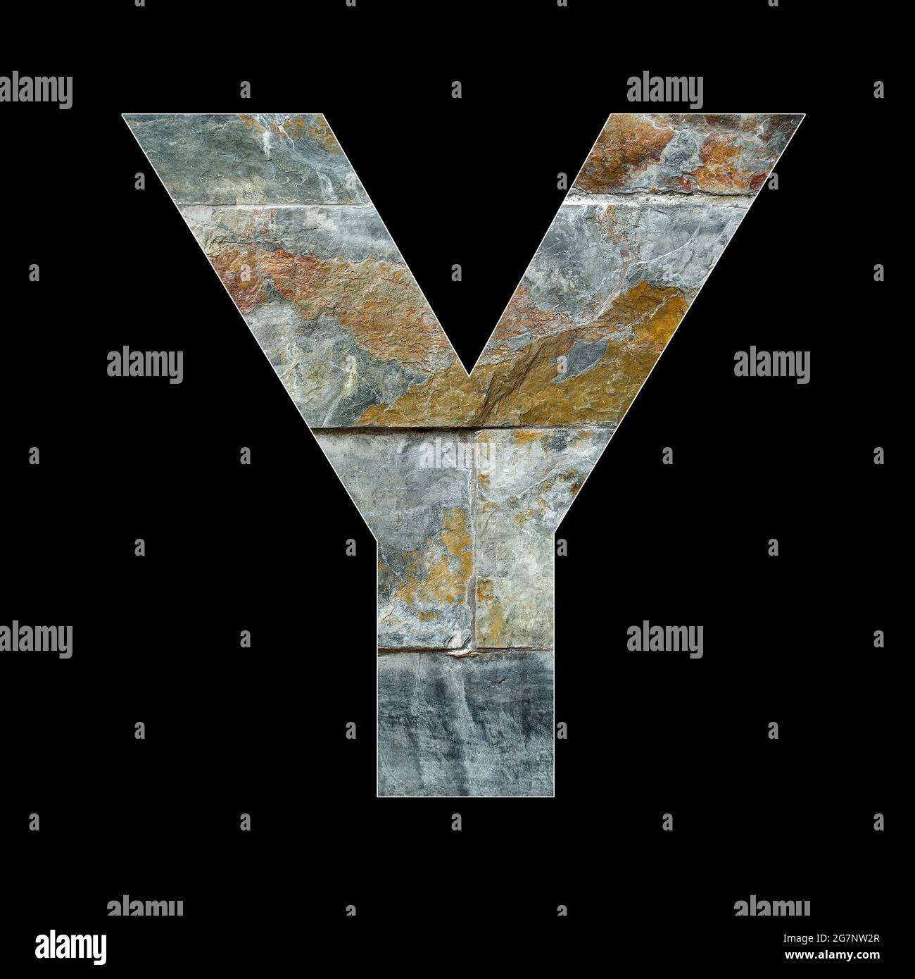 Rustic stone letter Y Black background Stock Photo Alamy