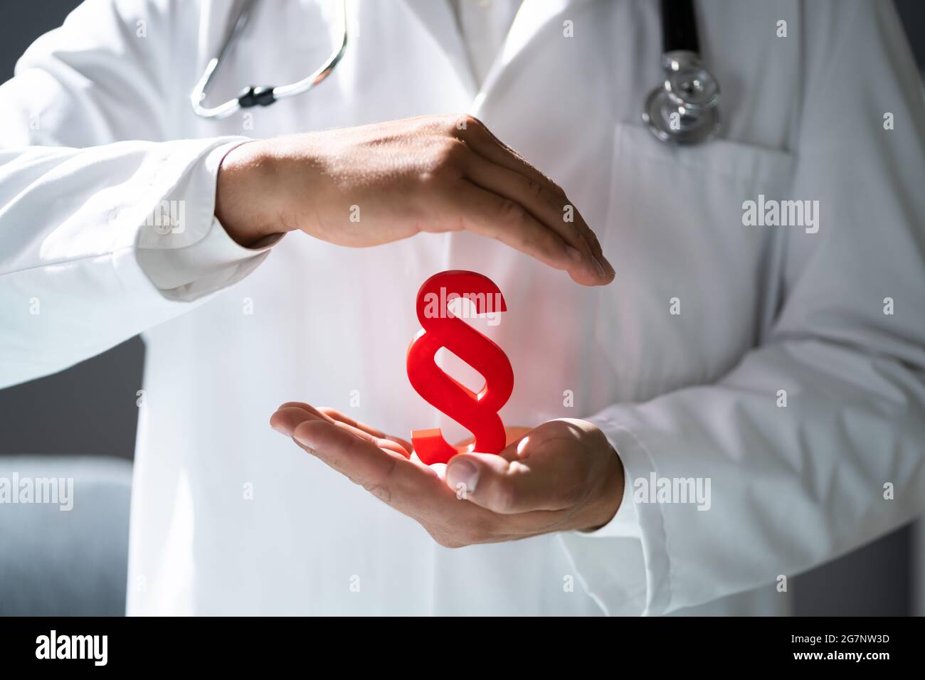 Medical Malpractice In Healthcare. Stethoscope And Paragraph Stock Photo
