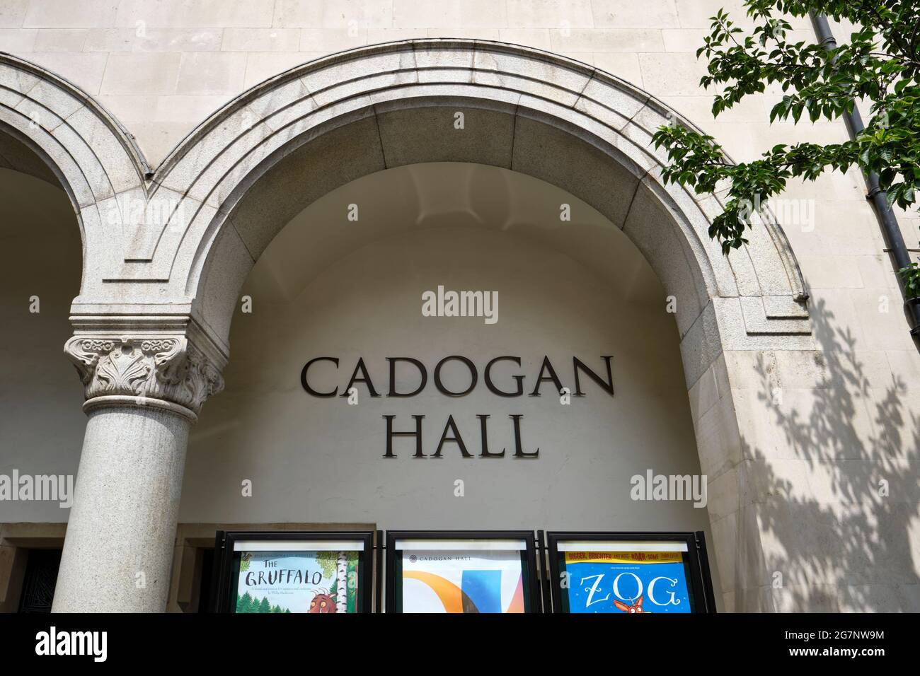 London  UK - 15 July 2021: Close-up of the facade of the Cadogan Hall. Stock Photo