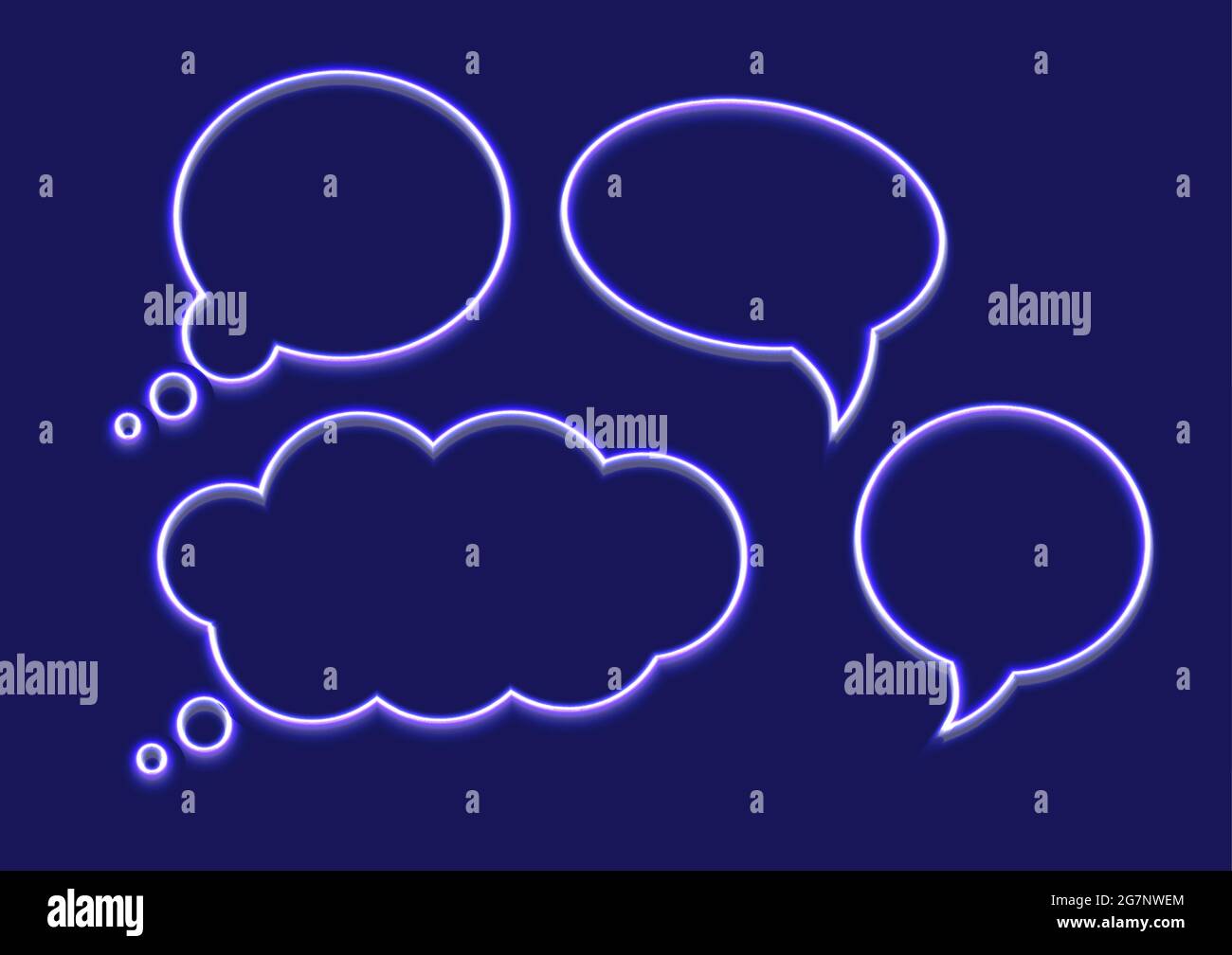 Set Of Vector Light Tube Chat Bubbles Glowing In The Dark Signs Set Of Four Items Stock Vector Image Art Alamy
