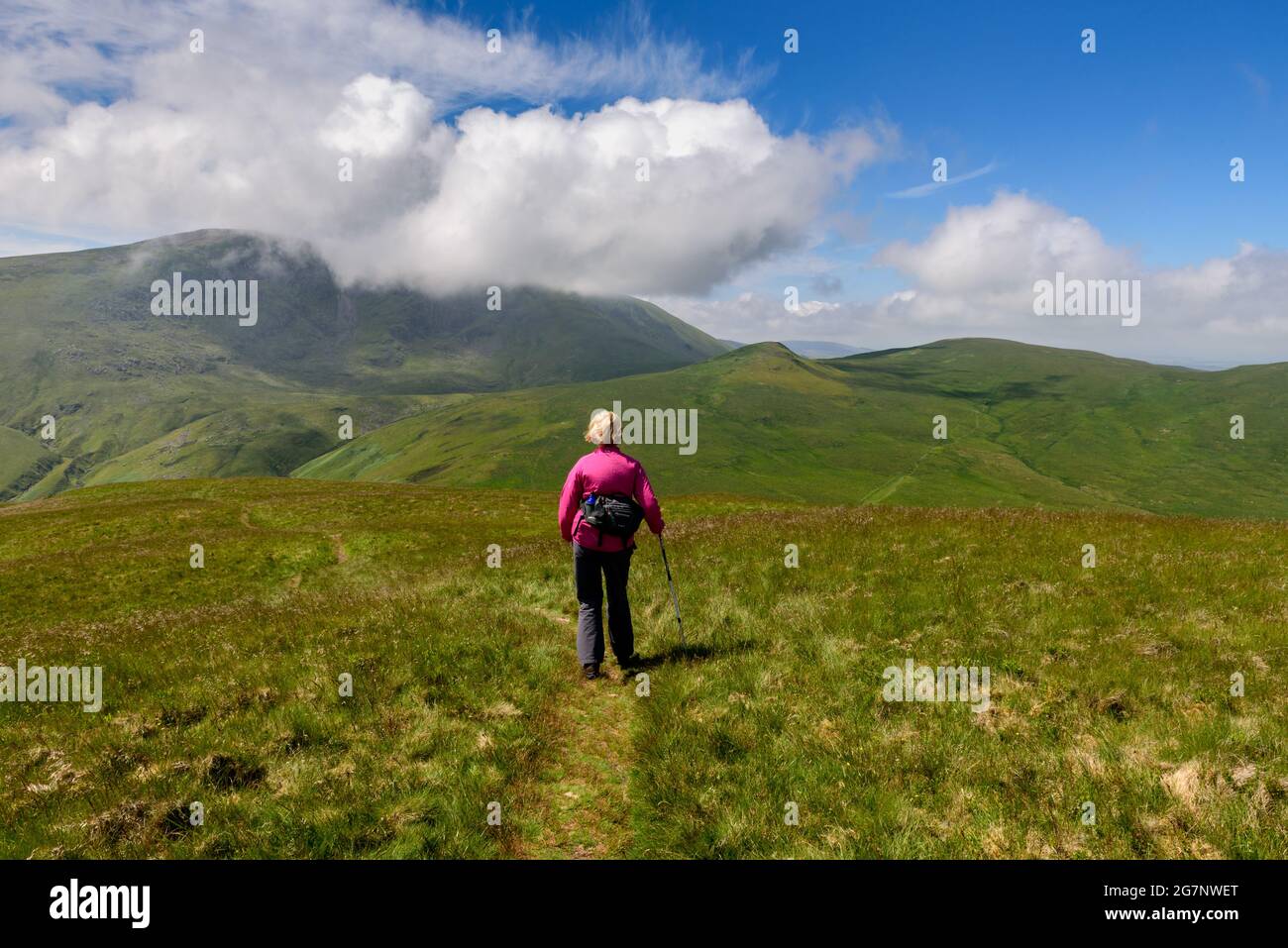 Leaving Hen Comb towards Great Borne in the Loweswater Fells of North West Cumbria Stock Photo