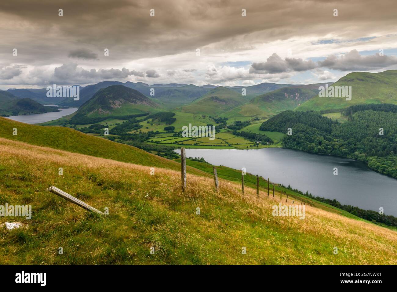 Looking down on Loweswater from the slopes of Darling Fell Cumbria Stock Photo