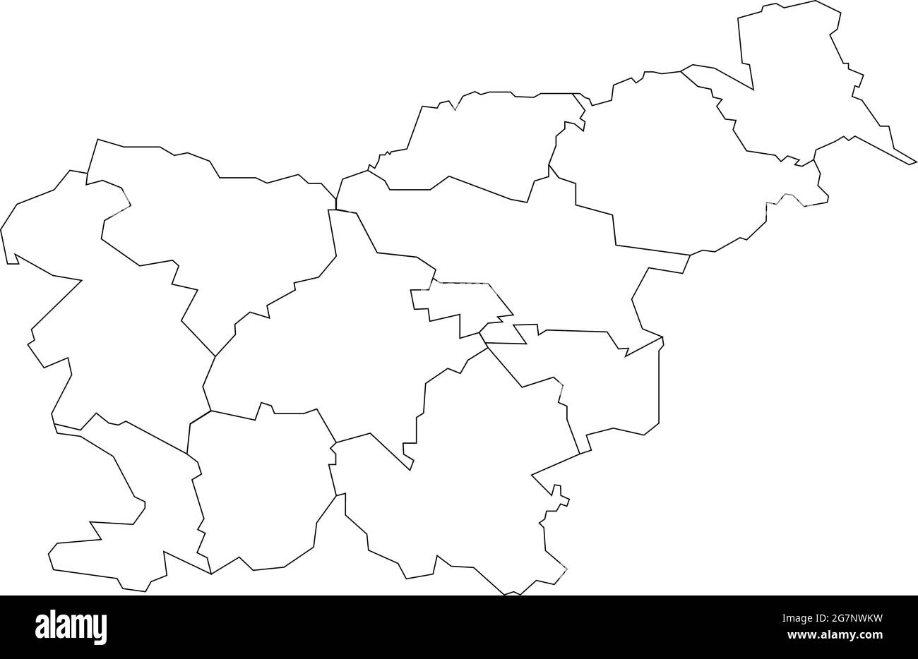 Vector map of Eslovenia to study colorless with outline Stock Vector