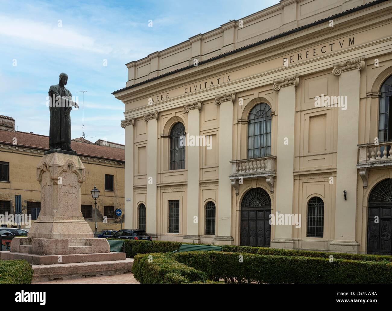 Mantua, Italy. July 13, 2021.   view of the Bibiena Scientific Theater facade in the city center Stock Photo