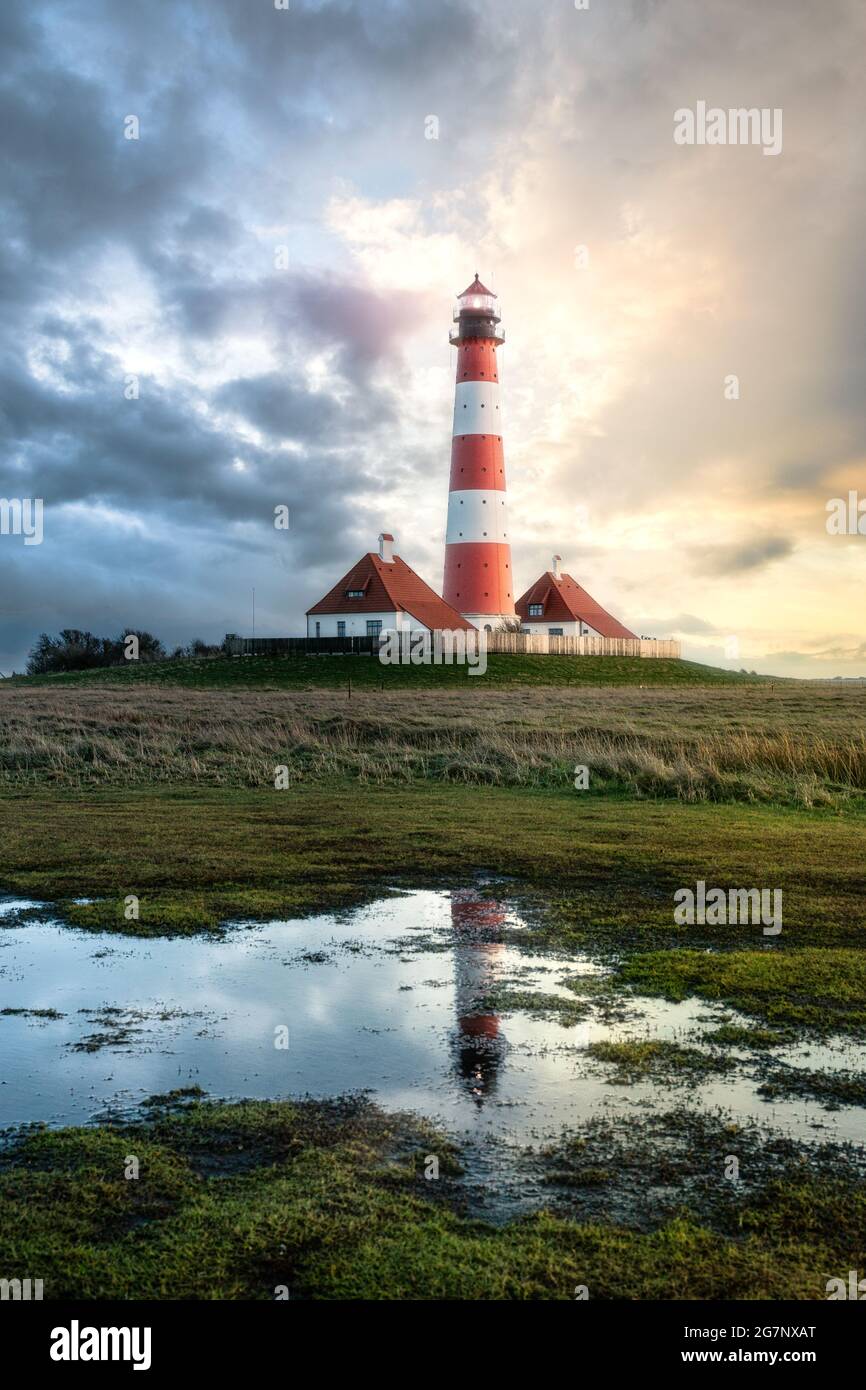 Lighthouse Westerheversand Westerhever Germany Stock Photo Alamy