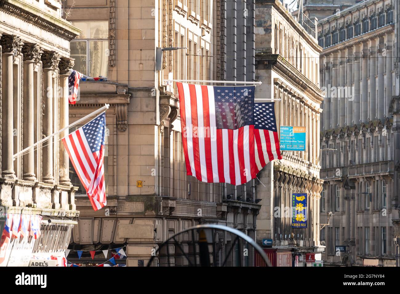 Glasgow, Scotland, UK. July 15 2021 Indiana Jones filming Glasgow streets transformed into
