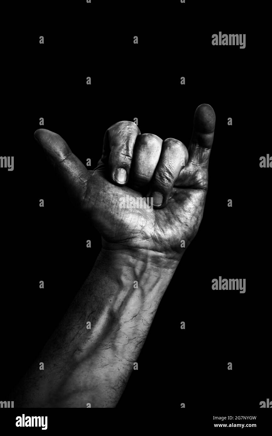 Hand gestures in black and white Stock Photo