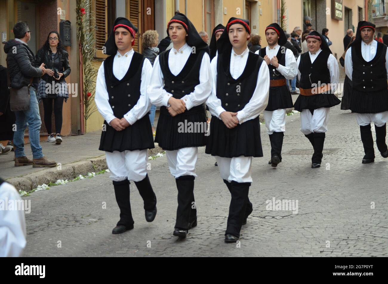 Religious procession of Sant'Antioco, Sardinia Stock Photo