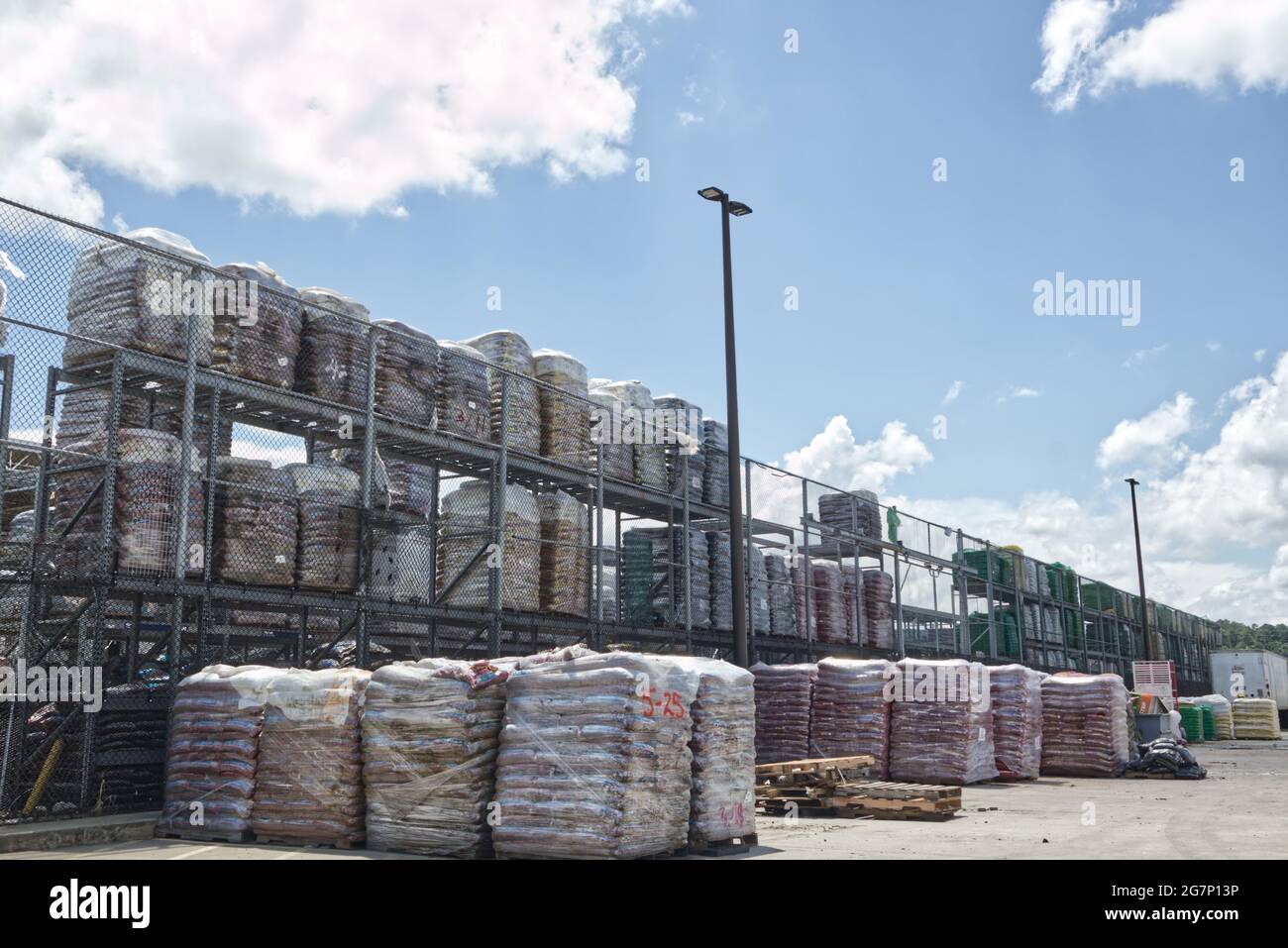 Augusta, Ga USA 07 11 21 Pallets of soil and mulch Lowes retail