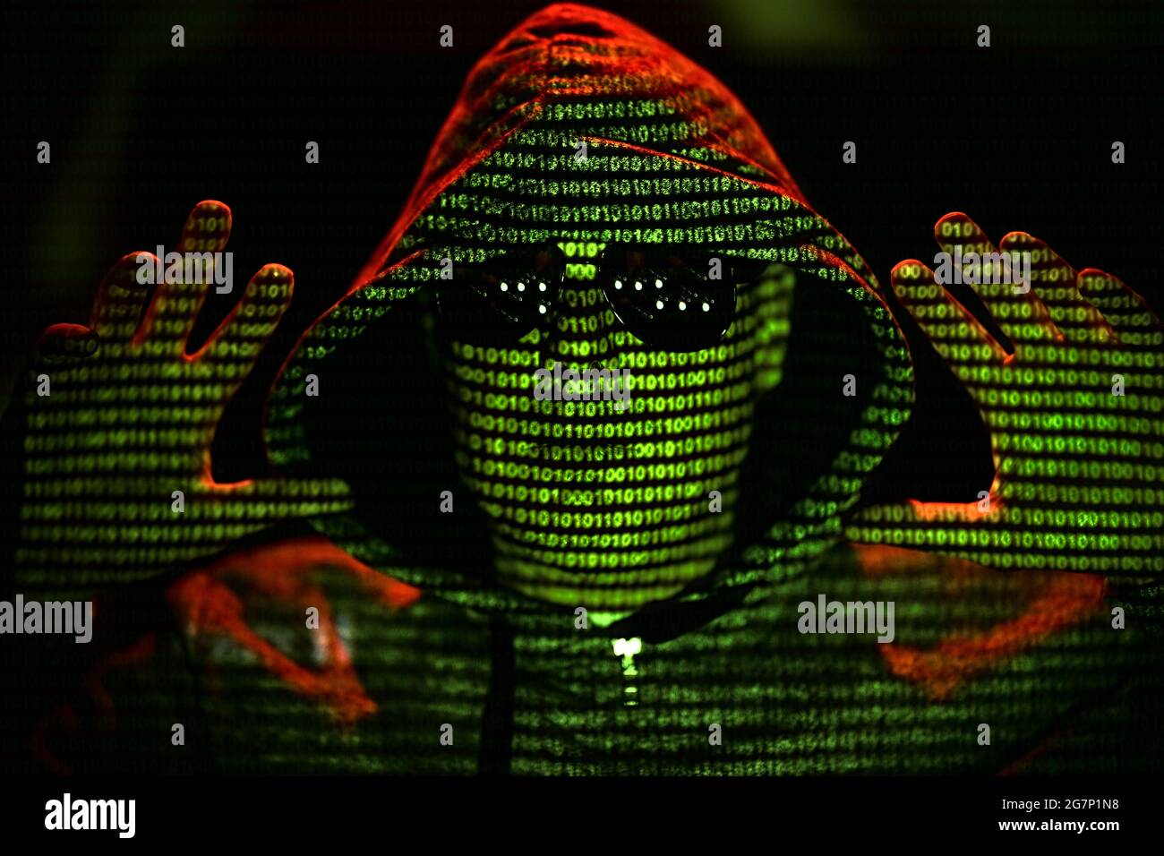 Coder programmer hacker coding cyber attack computer network information protection security Stock Photo