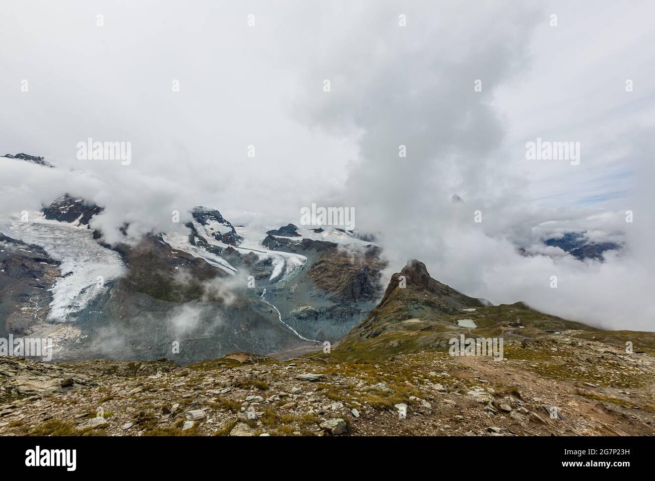 Aerial view of the Alps mountains in Switzerland. Glacier Stock Photo ...