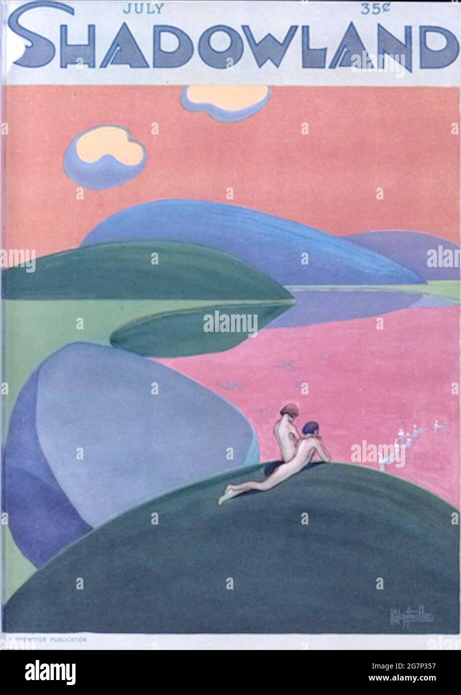 Classic Shadowland arts magazine cover from the 1920's. Artwork by   A. M. Hopfmuller. Stock Photo