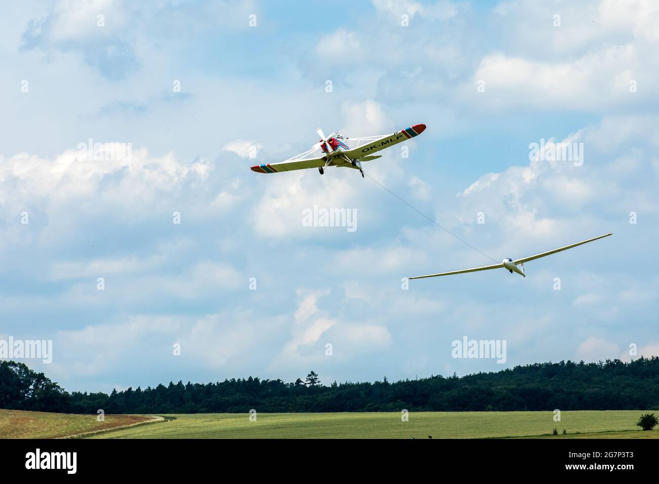 BRNO, CZECH REPUBLIC JULY 4, 2021 Small sports airport Medlanky