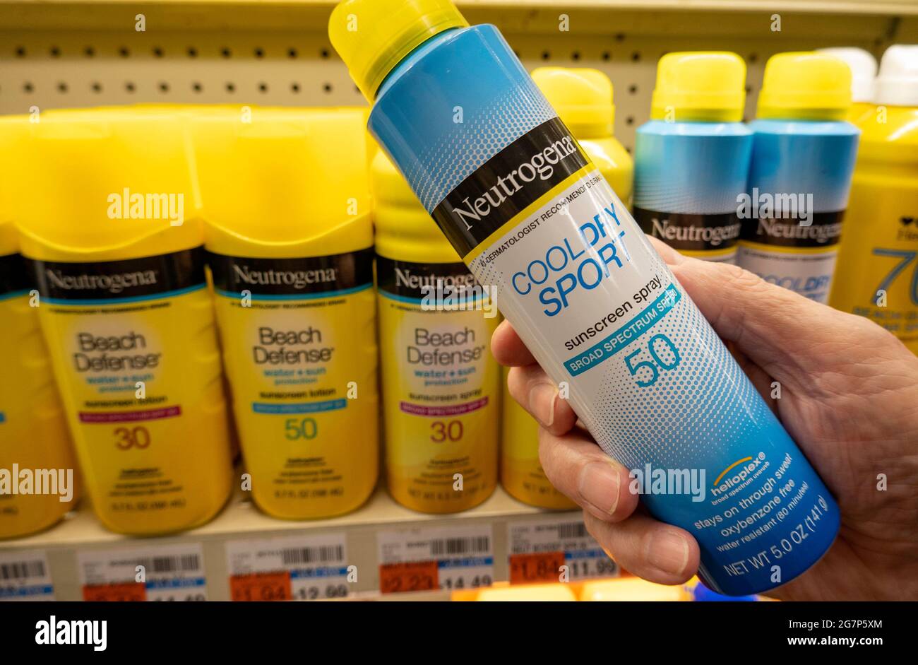 Neutrogena sunscreen is a product of Johnson & Johnson,, USA Stock Photo