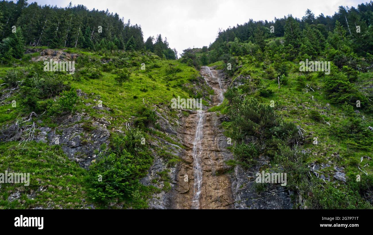 Mesmerizing view of the waterfall of Oberleder Weiher, Bayern, Germany Stock Photo