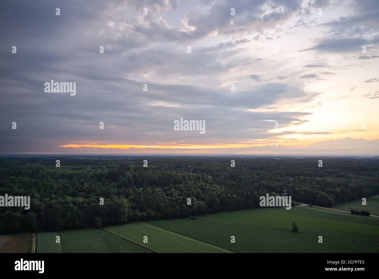 Sunrise over the agricultural fields in the morning Stock Photo - Alamy