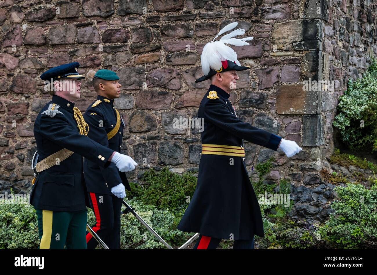 Procession at installation of Major General Alastair Bruce of Crionaich as Governor of Edinburgh Castle, Edinburgh, Scotland, UK Stock Photo