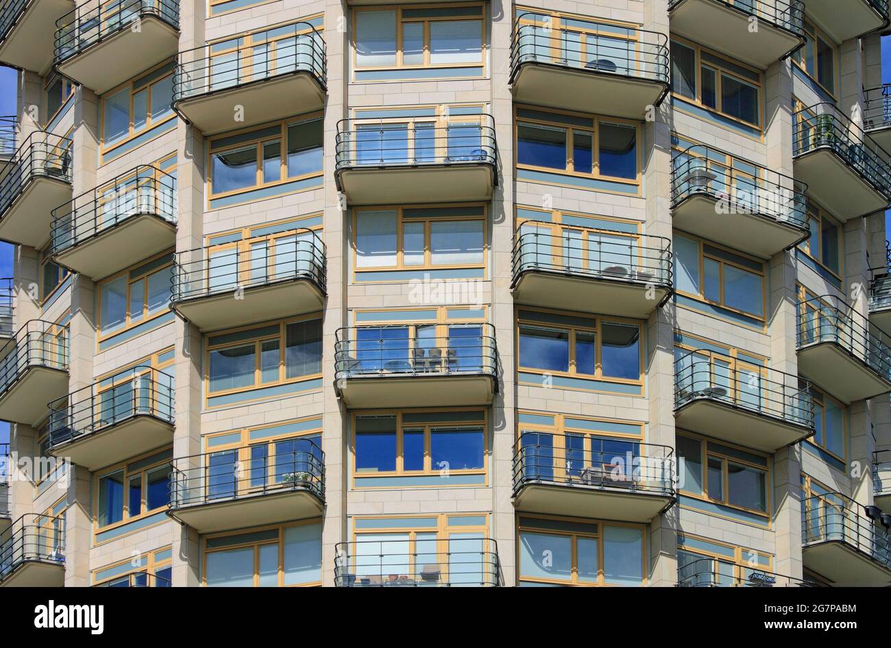 Modern apartments in a cylindrical block in Stockholm, Sweden Stock