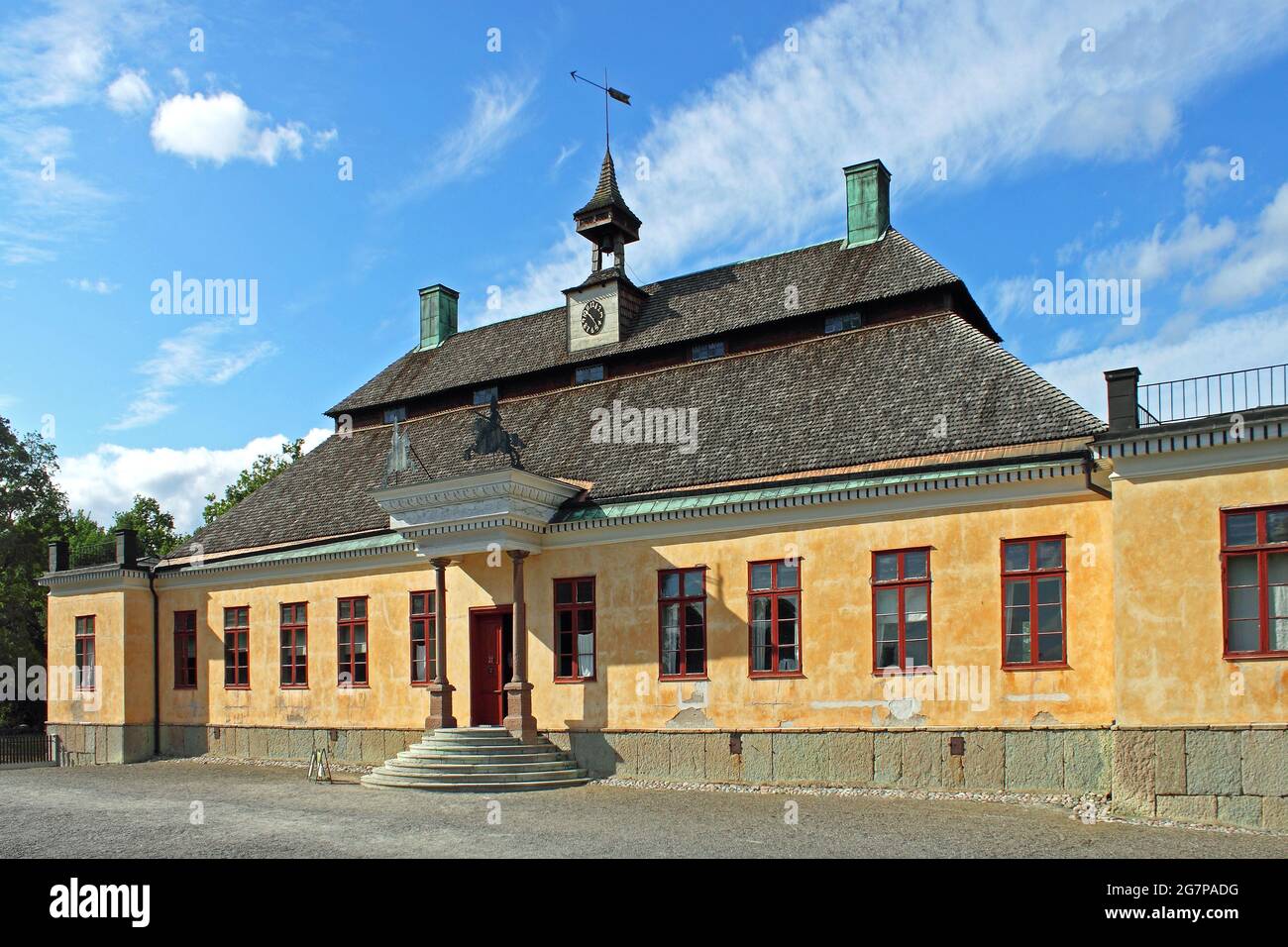 An 18th century Swedish manor house at Skansen in Stockholm. Stock Photo