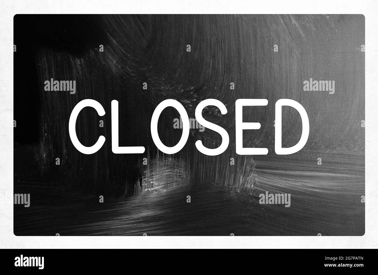 Grayscale illustration with the word "Closed" on the blackboard Stock