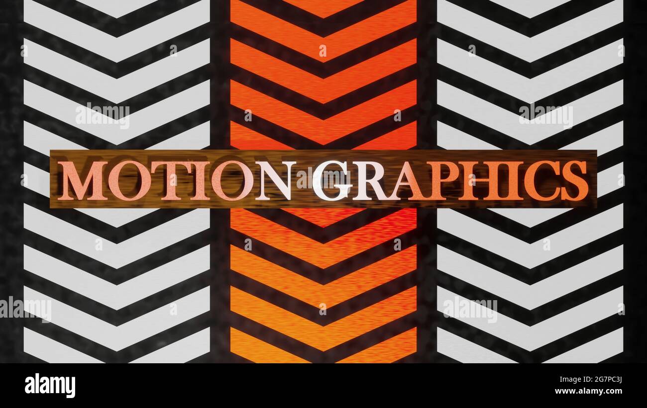 3D illustration graphic of wooden texture text MOTION GRAPHICS moving ...
