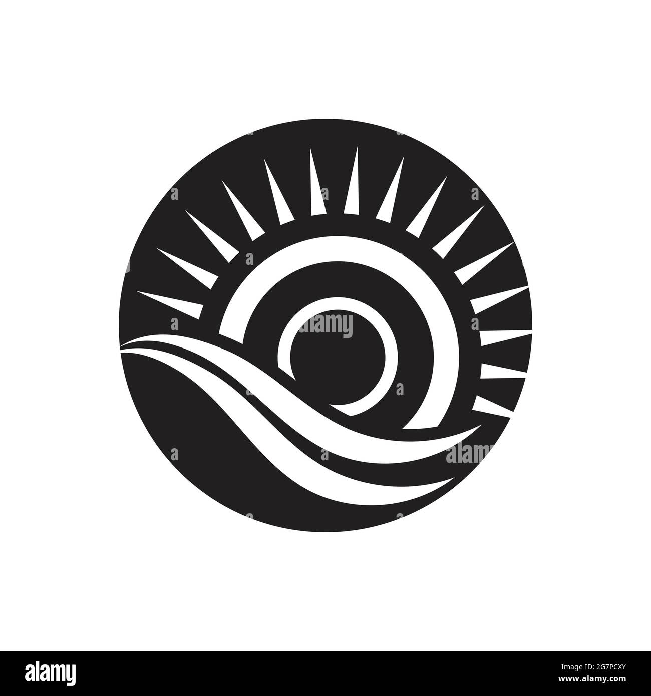 nature sea Water wave and sun icon vector illustration design logo ...