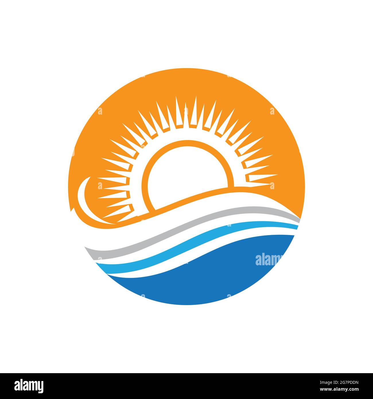 nature sea Water wave and sun icon vector illustration design logo ...