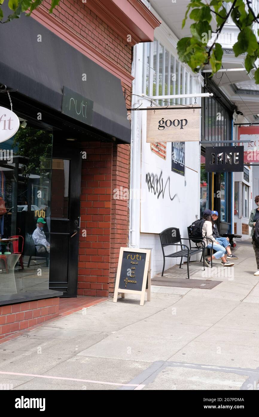 Exterior of a permanently closed Goop shop at Fillmore Street in San Francisco, California; closed due to Covid-19 shelter in place economic slowdown. Stock Photo