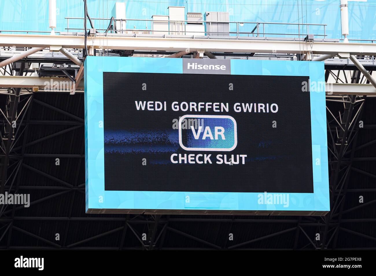 Amsterdam, Netherlands 26, June: A big screen shows a results during the UEFA Euro 2020 Championship Round of 16 match between Wales and Denmark Stock Photo - Alamy