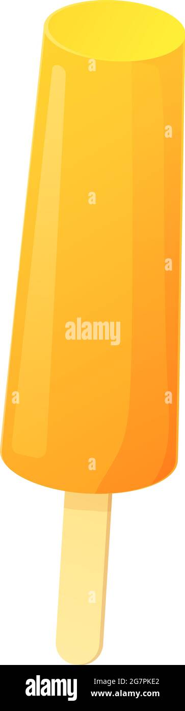 Orange frozen fruit. Summer cold dessert, exotic treat concept. Stock vector illustration isolated on white background in realistic cartoon style. Stock Vector