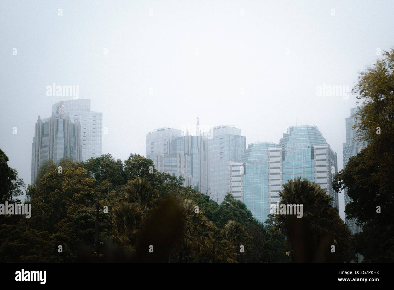 View of Sudirman Central Business District in Jakarta Indonesia on a foggy day Stock Photo