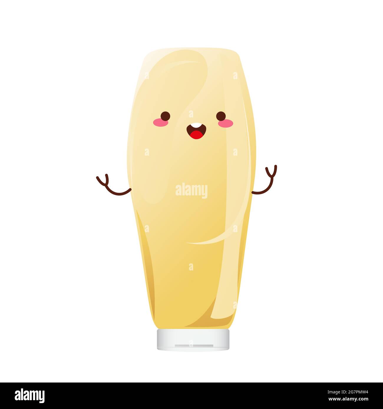 Mayonnaise cute character in glass bottle. Jar with white sauce. Condiment container in cartoon