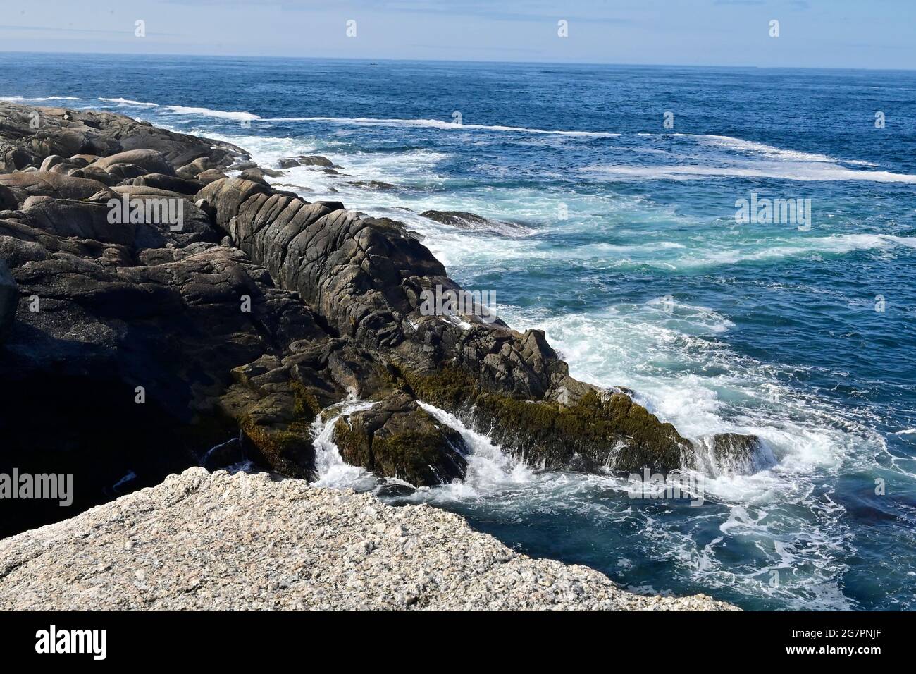 View over Atlantic ocean coast, Nova Scotia, Canada.Summer day Stock Photo