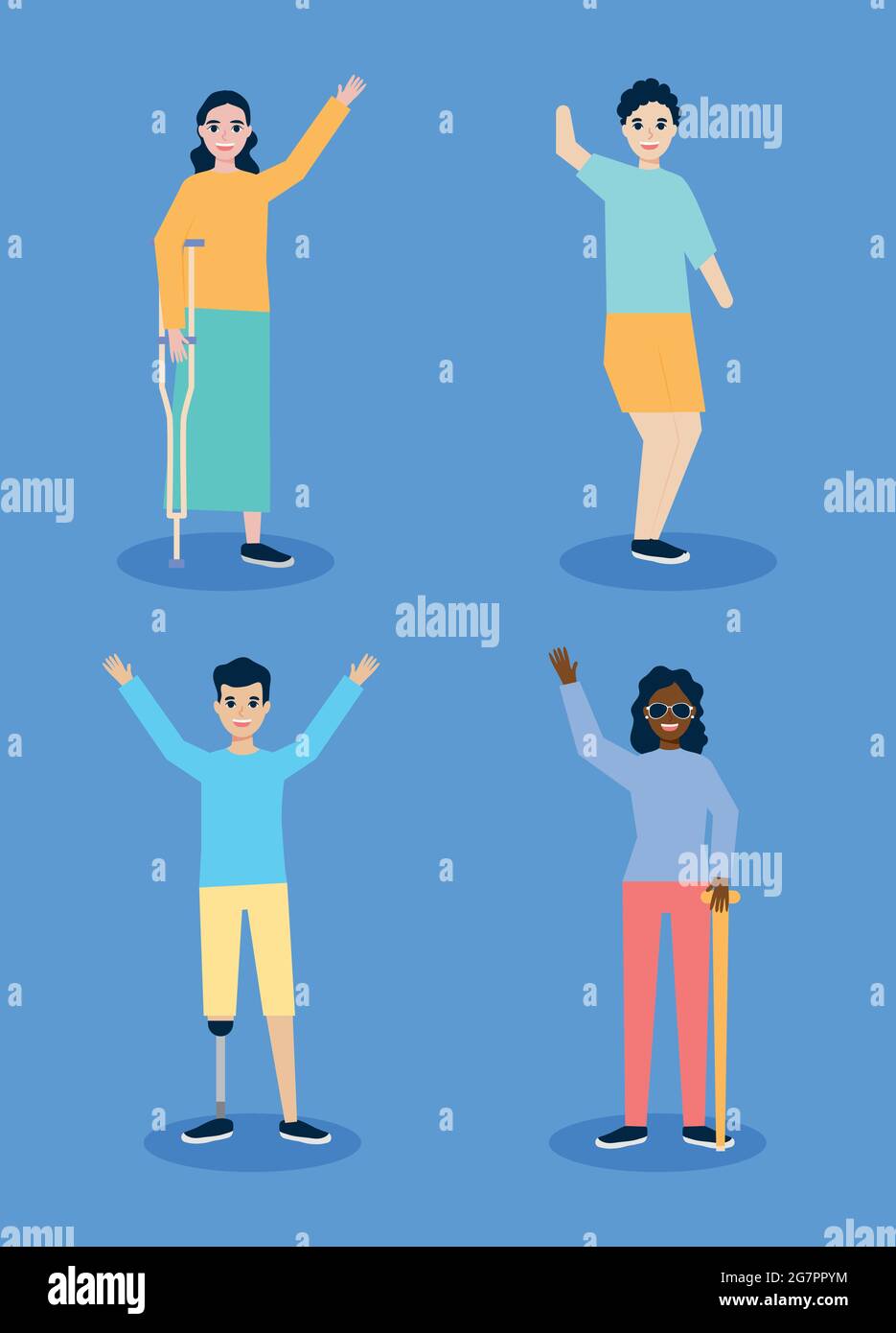 disabled people set on blue background Stock Vector Image & Art - Alamy